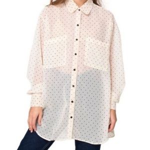 Cream chiffon polka dot blouse American Apparel